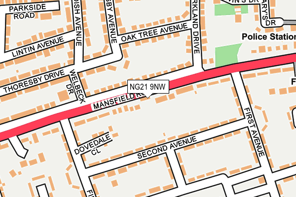 NG21 9NW map - OS OpenMap – Local (Ordnance Survey)