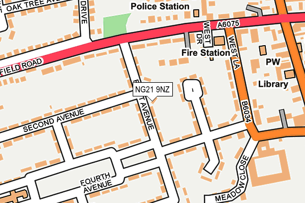 NG21 9NZ map - OS OpenMap – Local (Ordnance Survey)