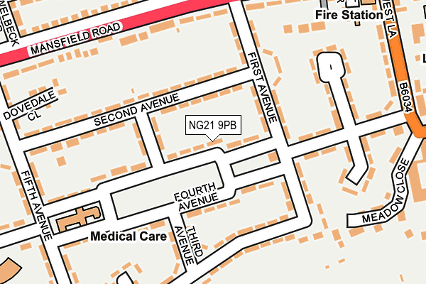 NG21 9PB map - OS OpenMap – Local (Ordnance Survey)