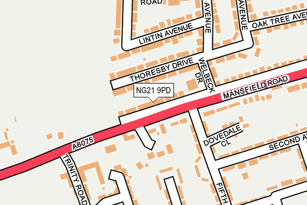 NG21 9PD map - OS OpenMap – Local (Ordnance Survey)