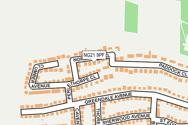 NG21 9PF map - OS OpenMap – Local (Ordnance Survey)