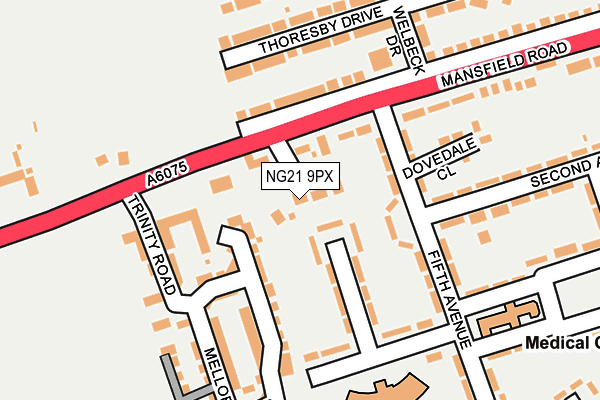 NG21 9PX map - OS OpenMap – Local (Ordnance Survey)