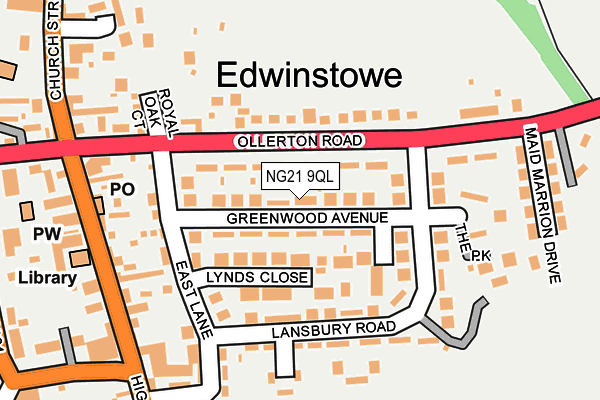 NG21 9QL map - OS OpenMap – Local (Ordnance Survey)