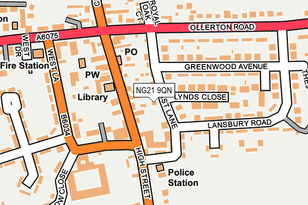 NG21 9QN map - OS OpenMap – Local (Ordnance Survey)