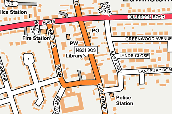 NG21 9QS map - OS OpenMap – Local (Ordnance Survey)