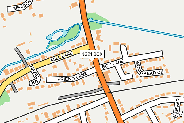 NG21 9QX map - OS OpenMap – Local (Ordnance Survey)