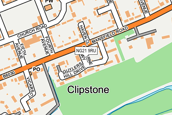 NG21 9RU map - OS OpenMap – Local (Ordnance Survey)