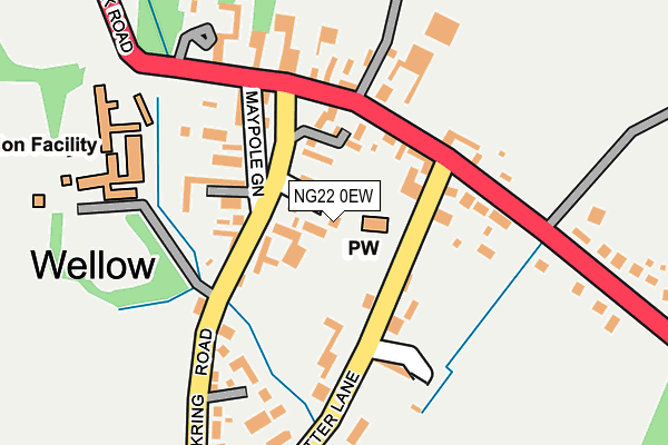 NG22 0EW map - OS OpenMap – Local (Ordnance Survey)