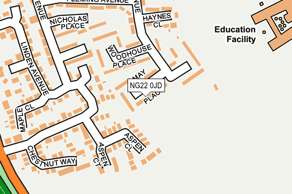 NG22 0JD map - OS OpenMap – Local (Ordnance Survey)