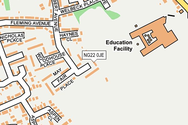 NG22 0JE map - OS OpenMap – Local (Ordnance Survey)