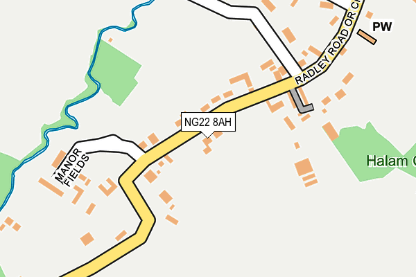 NG22 8AH map - OS OpenMap – Local (Ordnance Survey)