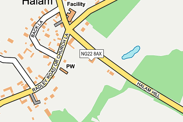 NG22 8AX map - OS OpenMap – Local (Ordnance Survey)