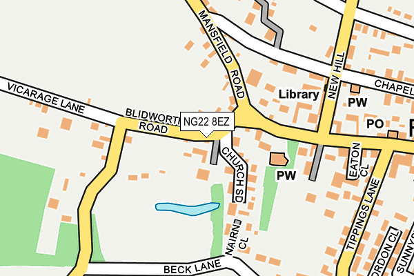 NG22 8EZ map - OS OpenMap – Local (Ordnance Survey)