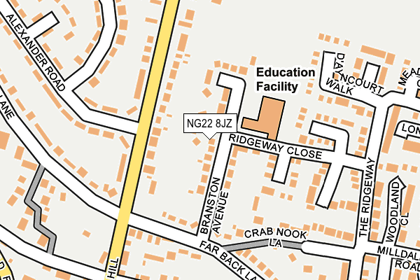 NG22 8JZ map - OS OpenMap – Local (Ordnance Survey)