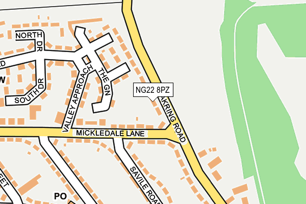 NG22 8PZ map - OS OpenMap – Local (Ordnance Survey)