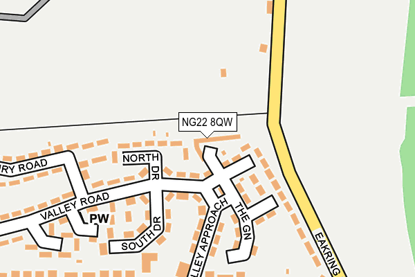 NG22 8QW map - OS OpenMap – Local (Ordnance Survey)