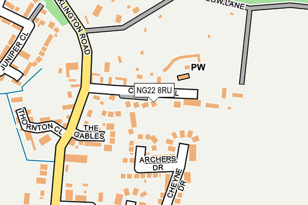 NG22 8RU map - OS OpenMap – Local (Ordnance Survey)