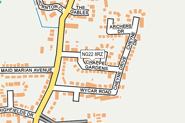 NG22 8RZ map - OS OpenMap – Local (Ordnance Survey)