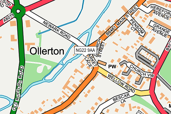 NG22 9AA map - OS OpenMap – Local (Ordnance Survey)