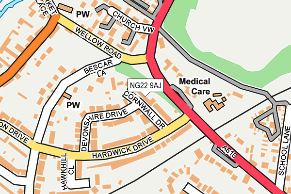 NG22 9AJ map - OS OpenMap – Local (Ordnance Survey)