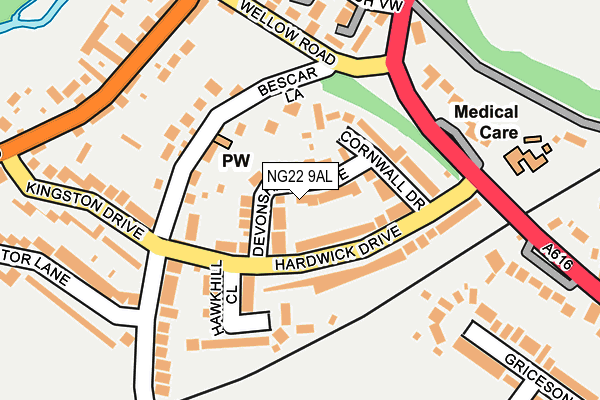 NG22 9AL map - OS OpenMap – Local (Ordnance Survey)