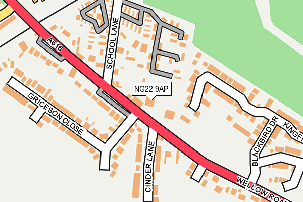 NG22 9AP map - OS OpenMap – Local (Ordnance Survey)