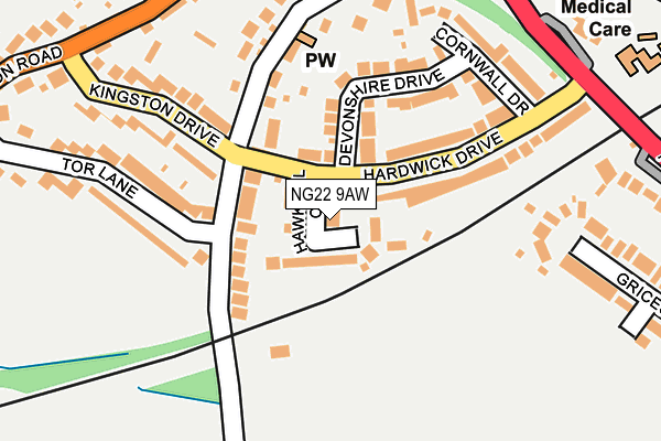NG22 9AW map - OS OpenMap – Local (Ordnance Survey)