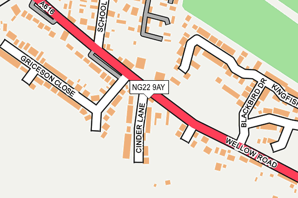 NG22 9AY map - OS OpenMap – Local (Ordnance Survey)