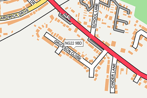 NG22 9BD map - OS OpenMap – Local (Ordnance Survey)