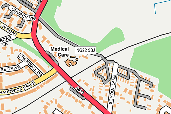 NG22 9BJ map - OS OpenMap – Local (Ordnance Survey)