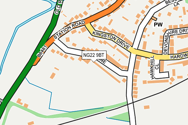 NG22 9BT map - OS OpenMap – Local (Ordnance Survey)
