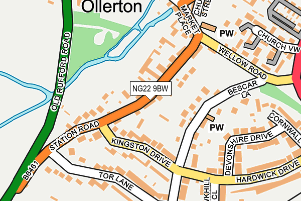 NG22 9BW map - OS OpenMap – Local (Ordnance Survey)