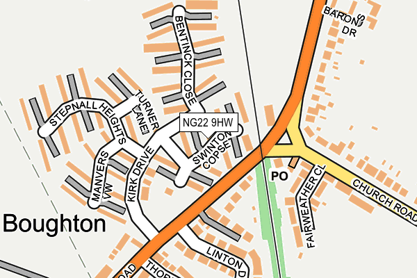 NG22 9HW map - OS OpenMap – Local (Ordnance Survey)