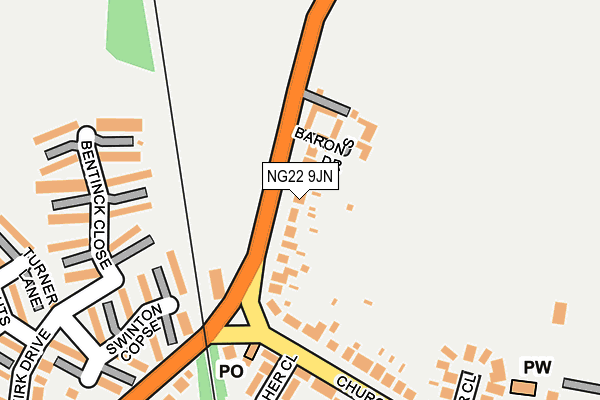 NG22 9JN map - OS OpenMap – Local (Ordnance Survey)