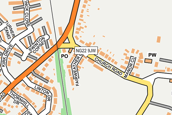 NG22 9JW map - OS OpenMap – Local (Ordnance Survey)