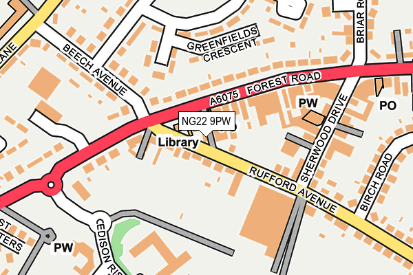 NG22 9PW map - OS OpenMap – Local (Ordnance Survey)