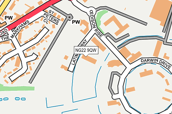 NG22 9QW map - OS OpenMap – Local (Ordnance Survey)