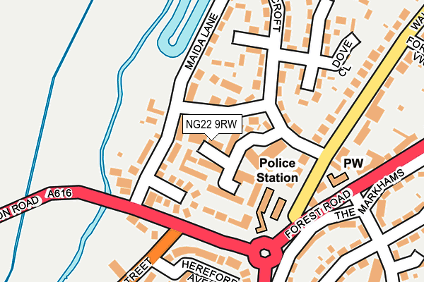 NG22 9RW map - OS OpenMap – Local (Ordnance Survey)