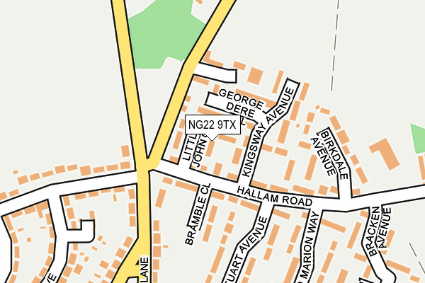 NG22 9TX map - OS OpenMap – Local (Ordnance Survey)