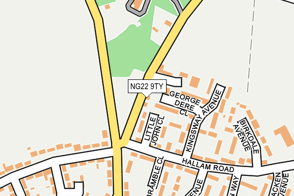 NG22 9TY map - OS OpenMap – Local (Ordnance Survey)