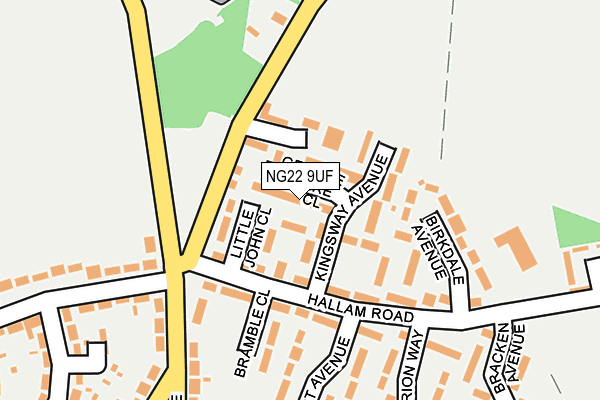 NG22 9UF map - OS OpenMap – Local (Ordnance Survey)