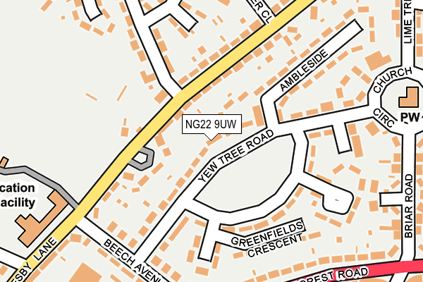 NG22 9UW map - OS OpenMap – Local (Ordnance Survey)