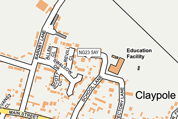 NG23 5AY map - OS OpenMap – Local (Ordnance Survey)