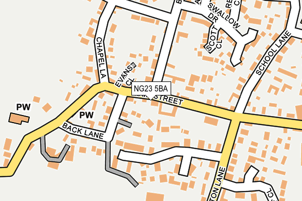 NG23 5BA map - OS OpenMap – Local (Ordnance Survey)
