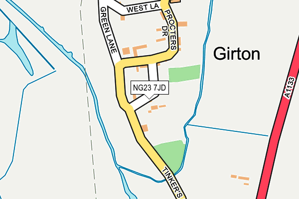 NG23 7JD map - OS OpenMap – Local (Ordnance Survey)