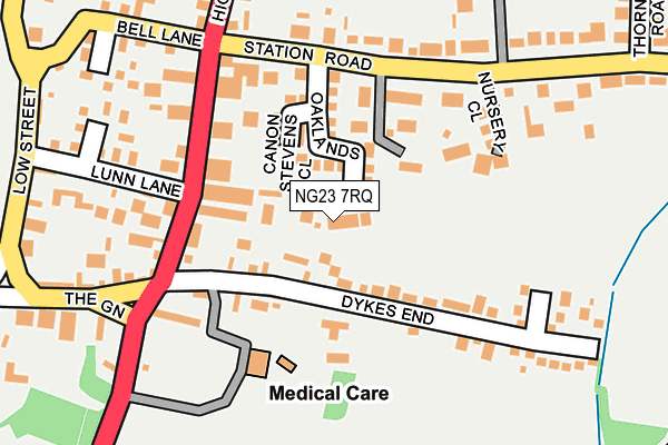 NG23 7RQ map - OS OpenMap – Local (Ordnance Survey)