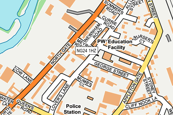 NG24 1HZ map - OS OpenMap – Local (Ordnance Survey)