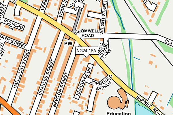 NG24 1SA map - OS OpenMap – Local (Ordnance Survey)