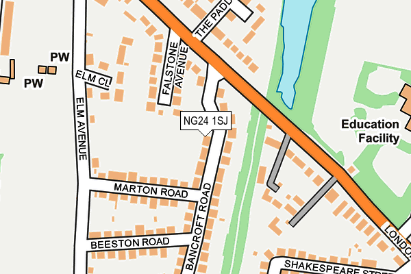 NG24 1SJ map - OS OpenMap – Local (Ordnance Survey)