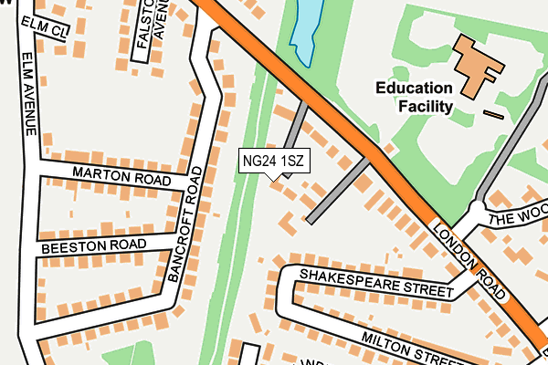 NG24 1SZ map - OS OpenMap – Local (Ordnance Survey)